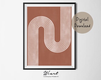 Lámina geométrica naranja quemado: Modernismo de mediados de siglo (descarga digital)