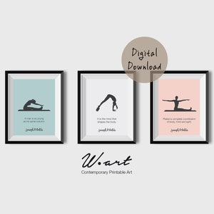 Pilates Printable Poster Set of 3 – Inspirational Pilates Wall Art for Studio or Home Gym Decor (Digital Download)