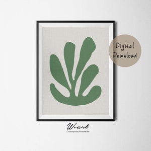 Matisse Leaf Print, Green Print, Matisse Cut Out, Mid Century Wall Art, Downloadable Print, Modern Botanical Print, Matisse Art Print