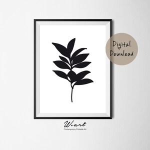 Black and White Botanical Print, Botanical Leaf Print, Botanical ...