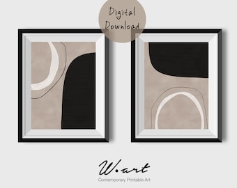 Set Of 2 Abstract Downloadable Prints, Mid Century Modern Printable Art, Abstract Art Digital Download, Digital Art, Instant Download