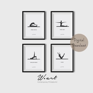 PILATES POSTER, Set of 4 Pilates Poster, Pilates Art Print, Pilates Studio Decor, Pilates Inspiration, Pilates Wall Decor, Pilates Gift