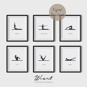 PILATES POSTER, Set of 6 Pilates Poster, Pilates Art Print, Pilates Studio Decor, Pilates Inspiration, Pilates Wall Decor, Pilates Gift