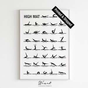 Pilates High Mat Übungsblatt - Klassische Matte Pilates Moves Poster - Pilates Workout Wandkunst - Gedruckt und versandt Pilates Geschenk