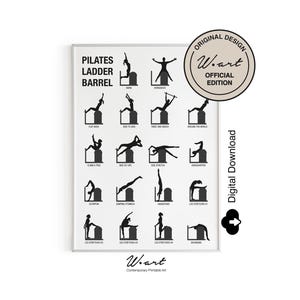 PILATES LADDER BARREL Exercises Chart Digital Download, Pilates Studio Decor, Gift For Pilates Enthusiasts, Pilates Workout Printable Poster