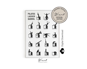 Tableau d'exercices PILATES LADDER BARREL en téléchargement numérique, décoration de studio Pilates, cadeau pour les amateurs de Pilates, affiche imprimable d'entraînement Pilates