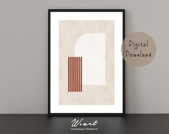 Mid Century Modern Burnt Orange Geometrischer Druck (Digitaler Download)