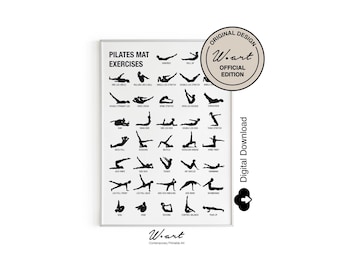 PILATES POSTER Digital DOWNLOAD,  Pilates Art Downloadable,  Pilates Workout Chart,  Pilates Studio Decor, Pilates Print, Pilates Gift