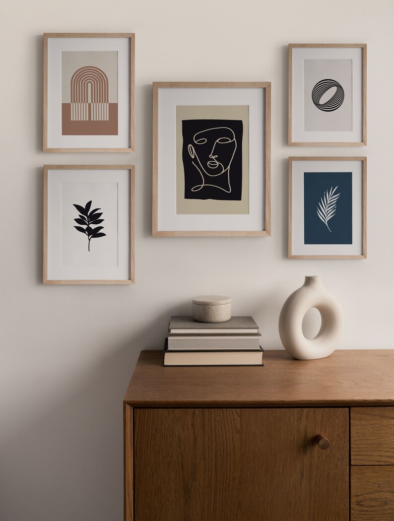 Set of 5 DOWNLOADABLE PRINTS Mid Century Modern Gallery Wall Etsy