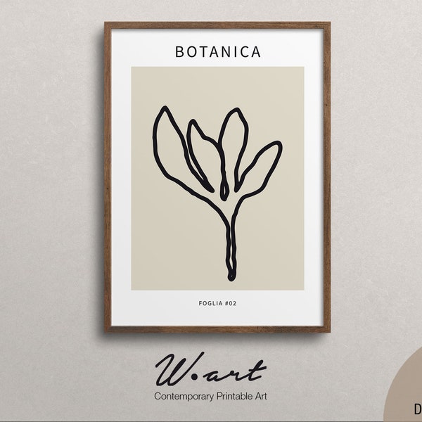 SIMPLE ARTWORK DIGITAL Print, Botanical Matisse, Large Minimal Art, Botanical Black Lines Art, Minimal Exhibition Poster, Downloadable Print