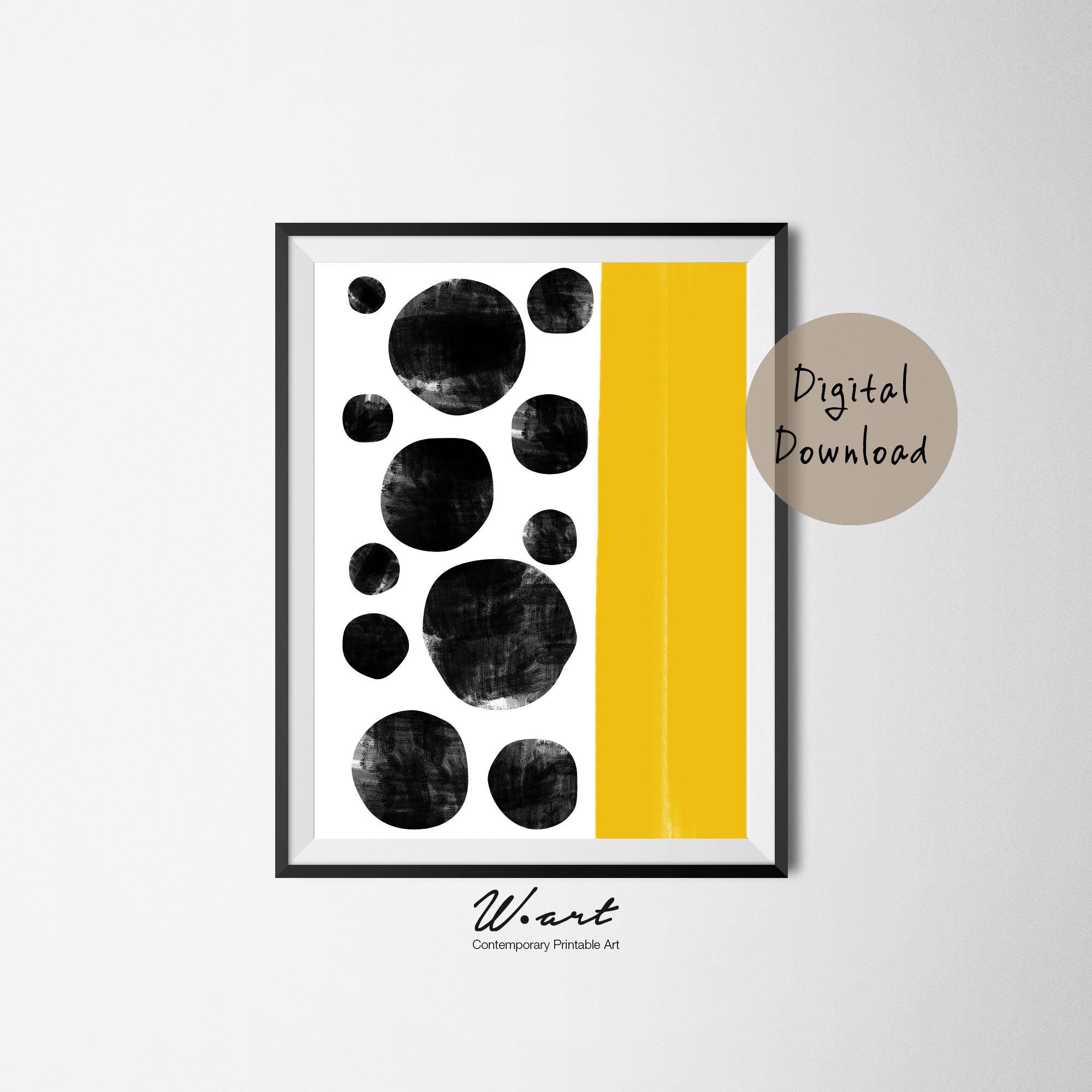 Yellow Abstract Print Yellow and Grey Art Abstract Posters Etsy