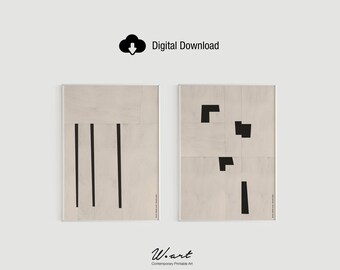 Wabi Sabi-printset – Minimalistische geometrische muurkunst (digitale download)