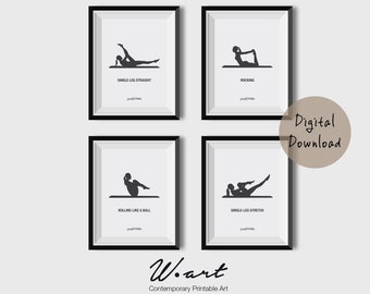Pilates Pose Art Print Set: Minimalist Studio Decor (Digital Download)