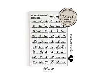 PILATES REFORMER POSTER Digital Download, Pilates Art Downloadable, Pilates Workout Chart, Pilates Studio Decor, Pilates Gift