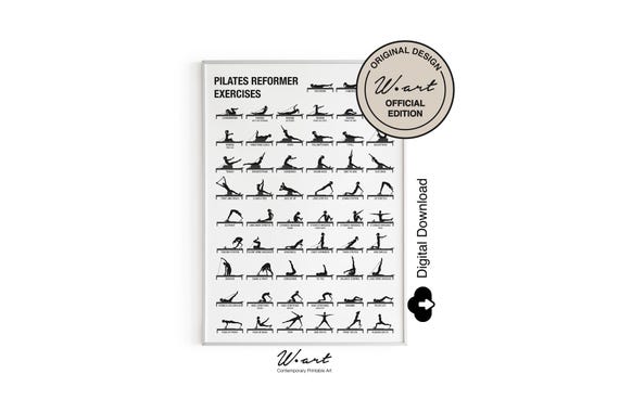 PILATES REFORMER POSTER Digital Download, Pilates Art Downloadable, Pilates Workout Chart, Pilates Studio Decor, Pilates Gift