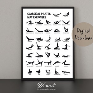 DESCARGA DIGITAL DE CARTEL DE PILATES, Arte de Pilates descargable, Tabla de ejercicios de Pilates, Decoración de estudio de Pilates, Impresión de Pilates, Regalo de Pilates