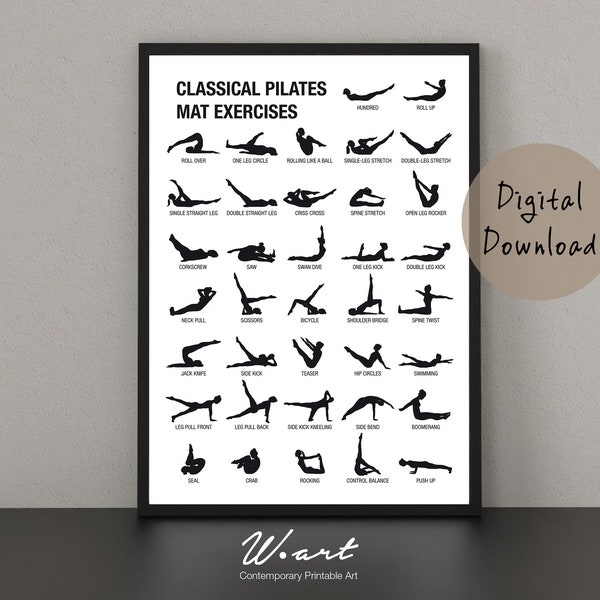 PILATES POSTER Digital DOWNLOAD, Pilates Kunst herunterladbar, Pilates Workout Chart, Pilates Studio Dekor, Pilates Print, Pilates Geschenk