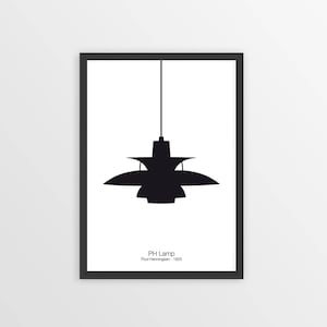 PH LAMP print, Lamp Print, Design Poster, Minimalist Wall Art, Minimalist Poster, Black and White, Mid Century Print, Henningsen Lamp