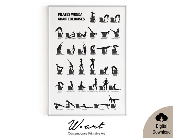 PILATES WUNDA CHAIR Exercises Chart Digital Download, Pilates Studio Decor,  Gift for Pilates Enthusiasts, Pilates Workout Printable Poster 