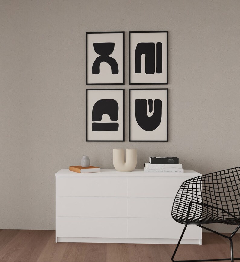 Mid Century Modern Gallery Wall Set Set Of 4 Prints Etsy