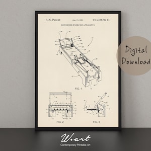 PILATES PATENT Poster Digital DOWNLOAD, Vintage Pilates Art, Pilates Downloadable Prints, Printable Pilates Studio Decor, Pilates Gift