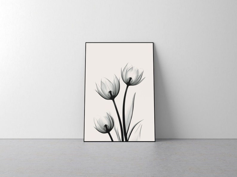 Tulip Print Tulip Wall Art Tulip Printable Wall Art Black Etsy