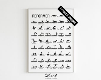 Pilates Reformer Poster - Fitness Wall Art, Pilates Studio Decor, Gym Decor, Physical Therapy Exercise Guide, Reformer Chart - Pilates Gift