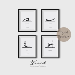 PILATES POSTER, Set of 4 Pilates Poster, Pilates Art Print, Pilates Studio Decor, Pilates Inspiration, Pilates Wall Decor, Pilates Gift