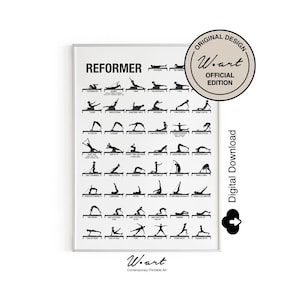 Advanced Pilates Reformer Chart, Digital Download Printable Poster, Pilates Studio Wall Art, Workout Sequence for Home or Studio
