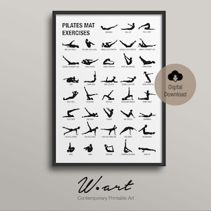 DESCARGA DIGITAL DE CARTEL DE PILATES, Arte de Pilates descargable, Tabla de ejercicios de Pilates, Decoración de estudio de Pilates, Impresión de Pilates, Regalo de Pilates