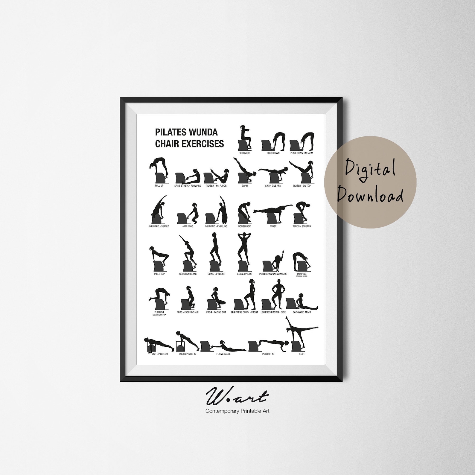 PILATES WUNDA CHAIR Exercises Chart Digital Download Pilates Etsy