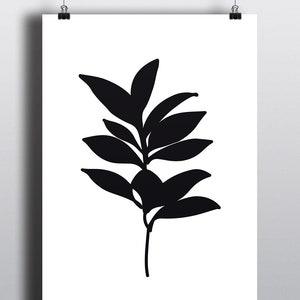Black and White Botanical Print, Botanical Leaf Print, Botanical ...