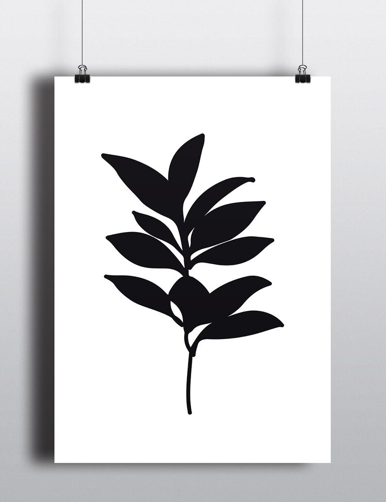 Black and White Botanical Print Botanical Leaf Print - Etsy