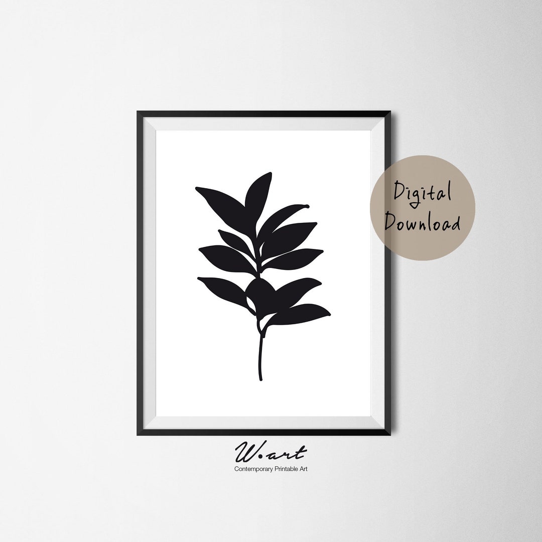 Black and White Botanical Print, Botanical Leaf Print, Botanical ...