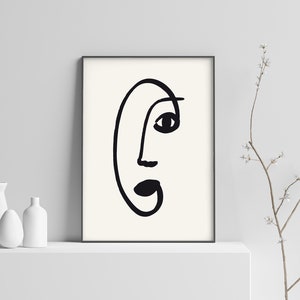 Line Drawing Print Printable Line Art Abstract Face Art - Etsy