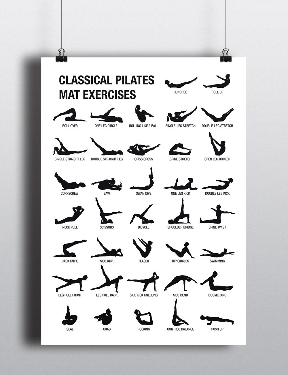 PILATES POSTER Digital DOWNLOAD, Pilates Art Downloadable, Pilates Workout  Chart, Pilates Studio Decor, Pilates Print, Pilates Gift -  New Zealand