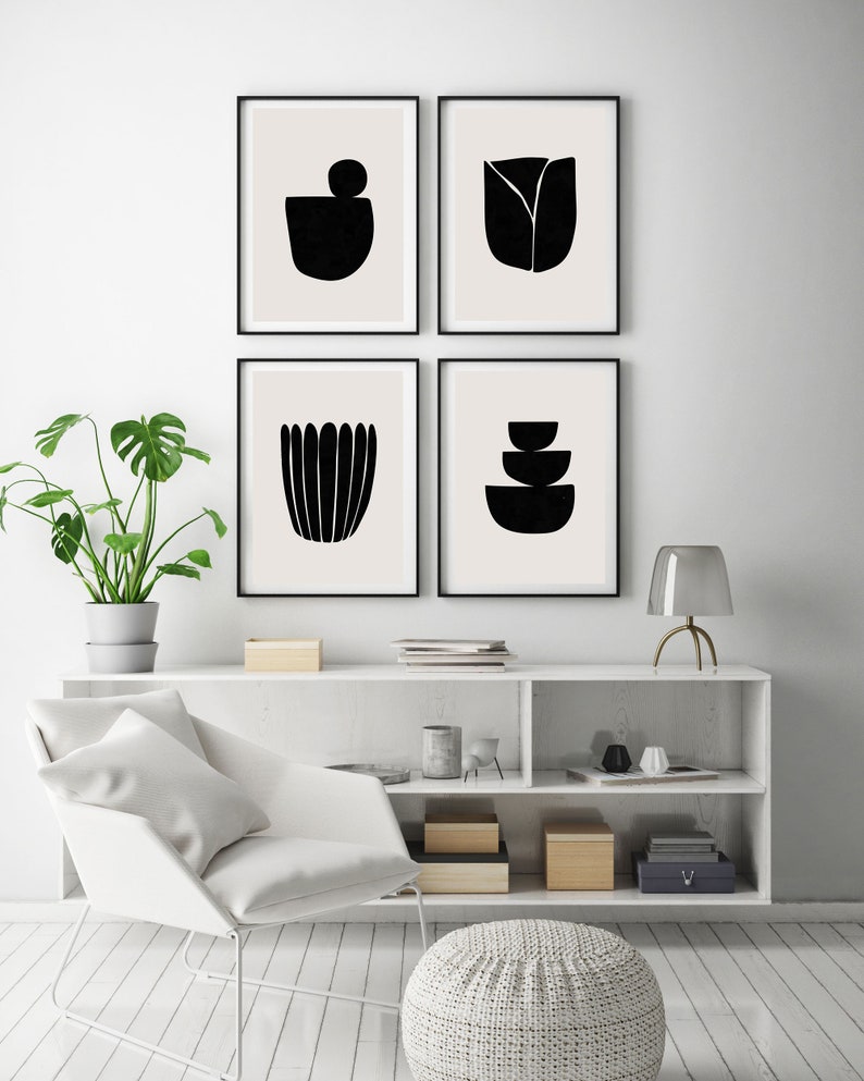Mid Century Modern Gallery Wall Set Set of 4 Prints Etsy