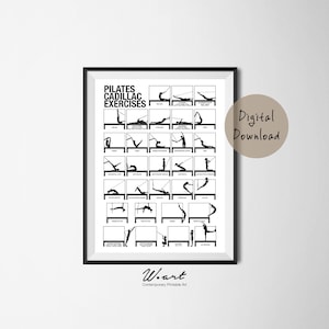 PILATES CADILLAC Exercises Chart Digital Download, Pilates Studio Decor, Gift For Pilates Enthusiasts, Pilates Workout Printable Poster image 2