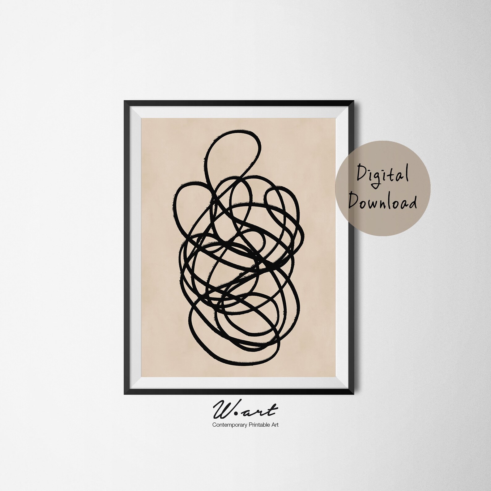 Abstract Black Lines Printable Wall Art Abstract Line Drawing Etsy