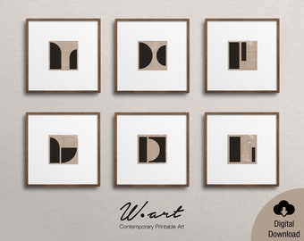 Gallery Wall Set - Abstract Square Prints - Set Of 6 Prints - Instant Download- Digital Download Art - Minimalist Art - Downloadable Prints