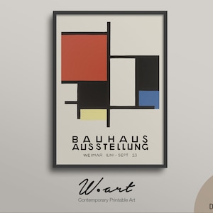 BAUHAUS POSTER Digital Download, Bauhaus Vintage Downloadable Print, Bauhaus Exhibition Print, Piet Mondrian Print, Geometric Design