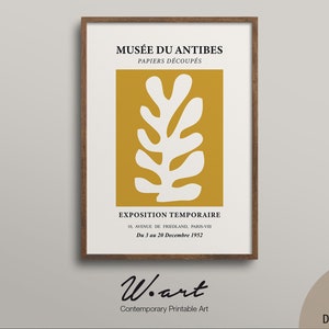 PAPIERS DÉCOUPÉS Downloadable Print, French Mid Century Print Digital Download, Abstract Printable Wall Art, Exhibition Print, Yellow Print