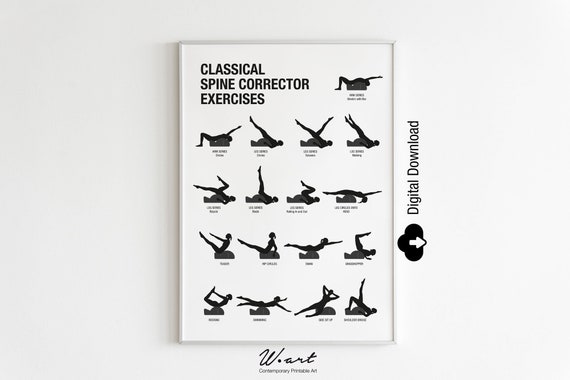 PILATES SPINE CORRECTOR Exercises Chart Digital Download, Pilates Studio  Decor, Gift for Pilates Enthusiasts, Pilates Printable Poster 