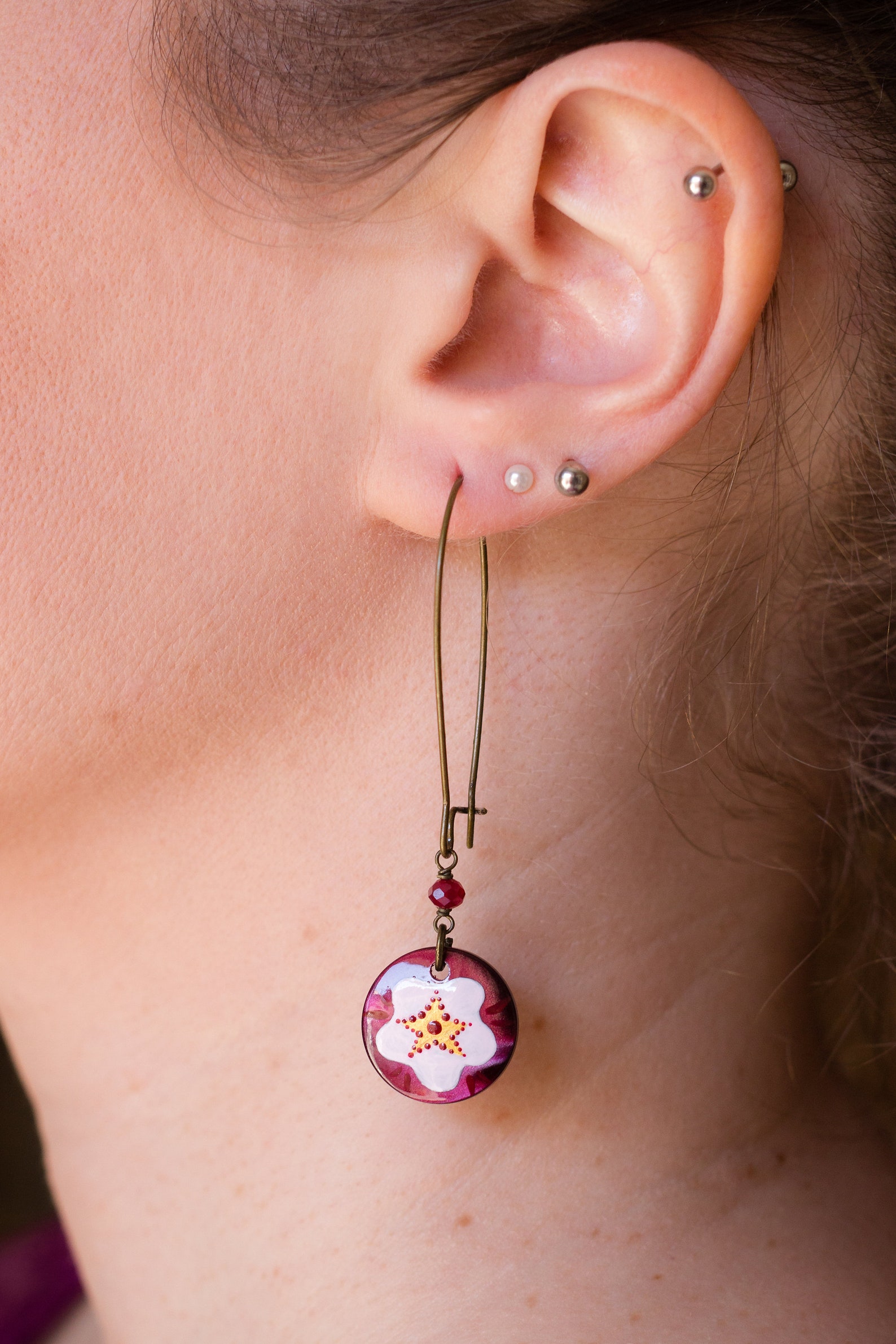 Handpainted earrings Hoya carnosa Alternative earrings Etsy