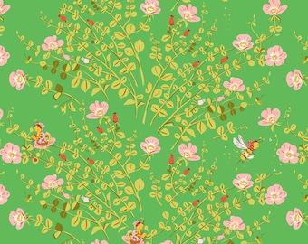 Heather Ross Briar Rose Nanny Bee In Green Fat Quarter