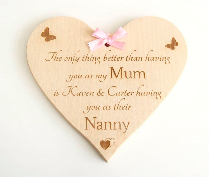 Personalised Printed Coaster Nanny Nan Mum Heart Wreath pretty Christmas gift
