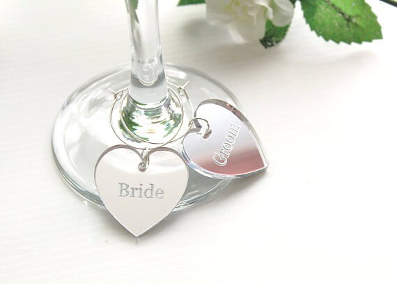 Silver Mirror Wine Glass Charms Wedding Favour Ideaswine Silver Mirror Wine Glass Charms Wedding