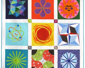 Atomic Starburst Sampler modern quilt pattern (Mid-Century Modern/MCM-style)