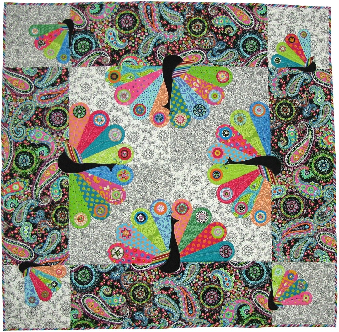 Peacocks on Parade Quilt Pattern dresden Fans Etsy