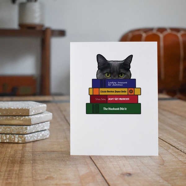 Murder Cat, True Crime Books, Funny Card, Friendship, Love, Birthday, Snarky, Cards, True Crime Fans